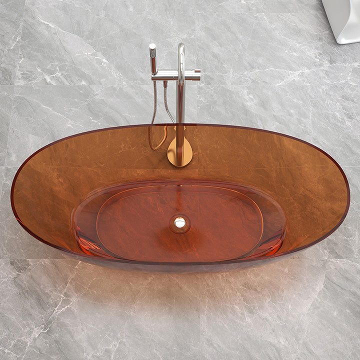 Antique Finish Soaking Bathtub Modern Stand Alone Oval Bath Tub Brown 67"L x 31"W x 22"H Clearhalo 'Bathroom Remodel & Bathroom Fixtures' 'Bathtubs' 'Home Improvement' 'home_improvement' 'home_improvement_bathtubs' 'Showers & Bathtubs' 7205349