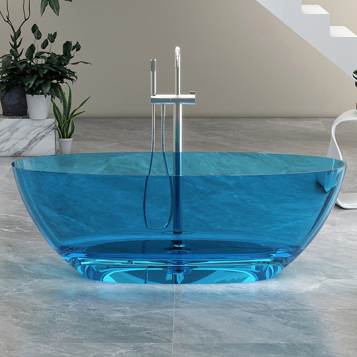 Antique Finish Soaking Bathtub Modern Stand Alone Oval Bath Tub Blue Clearhalo 'Bathroom Remodel & Bathroom Fixtures' 'Bathtubs' 'Home Improvement' 'home_improvement' 'home_improvement_bathtubs' 'Showers & Bathtubs' 7205350