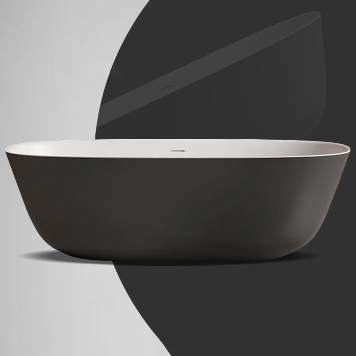 Soaking Antique Finish Bathtub Stand Alone Oval Modern Bath Tub Black Clearhalo 'Bathroom Remodel & Bathroom Fixtures' 'Bathtubs' 'Home Improvement' 'home_improvement' 'home_improvement_bathtubs' 'Showers & Bathtubs' 7205383