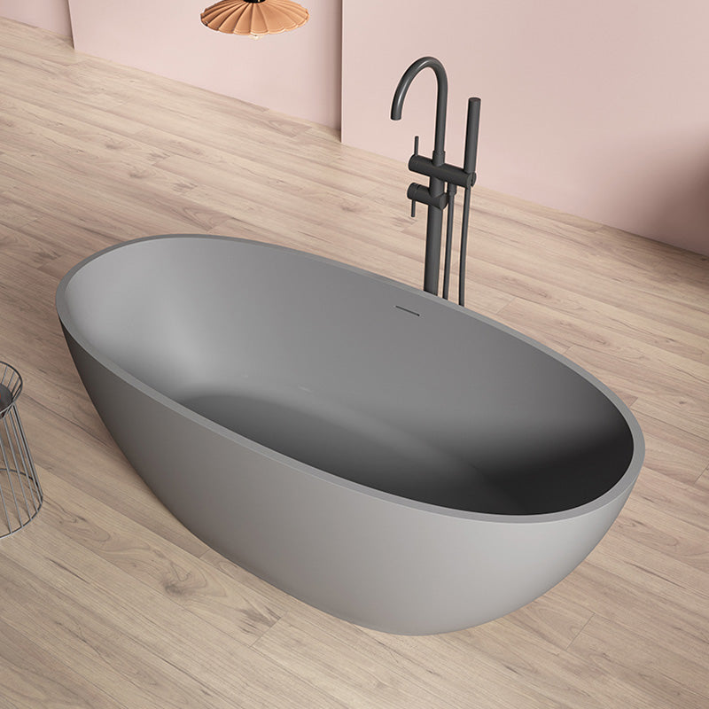 Modern Oval Bathtub Stand Alone Stand Alone Soaking Back to Wall Bath Grey Clearhalo 'Bathroom Remodel & Bathroom Fixtures' 'Bathtubs' 'Home Improvement' 'home_improvement' 'home_improvement_bathtubs' 'Showers & Bathtubs' 7205409