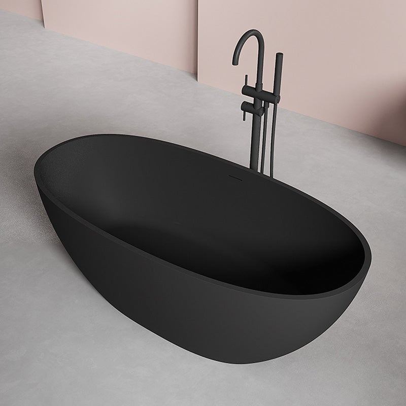 Modern Oval Bathtub Stand Alone Stand Alone Soaking Back to Wall Bath Black Clearhalo 'Bathroom Remodel & Bathroom Fixtures' 'Bathtubs' 'Home Improvement' 'home_improvement' 'home_improvement_bathtubs' 'Showers & Bathtubs' 7205411