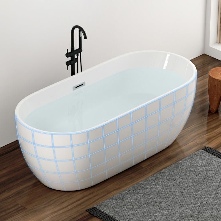 Freestanding Soaking Acrylic Bathtub Antique Finish Oval Modern Bath Tub 71"L x 31"W x 24"H Tub with Freestanding Tub Fillers Clearhalo 'Bathroom Remodel & Bathroom Fixtures' 'Bathtubs' 'Home Improvement' 'home_improvement' 'home_improvement_bathtubs' 'Showers & Bathtubs' 7205450