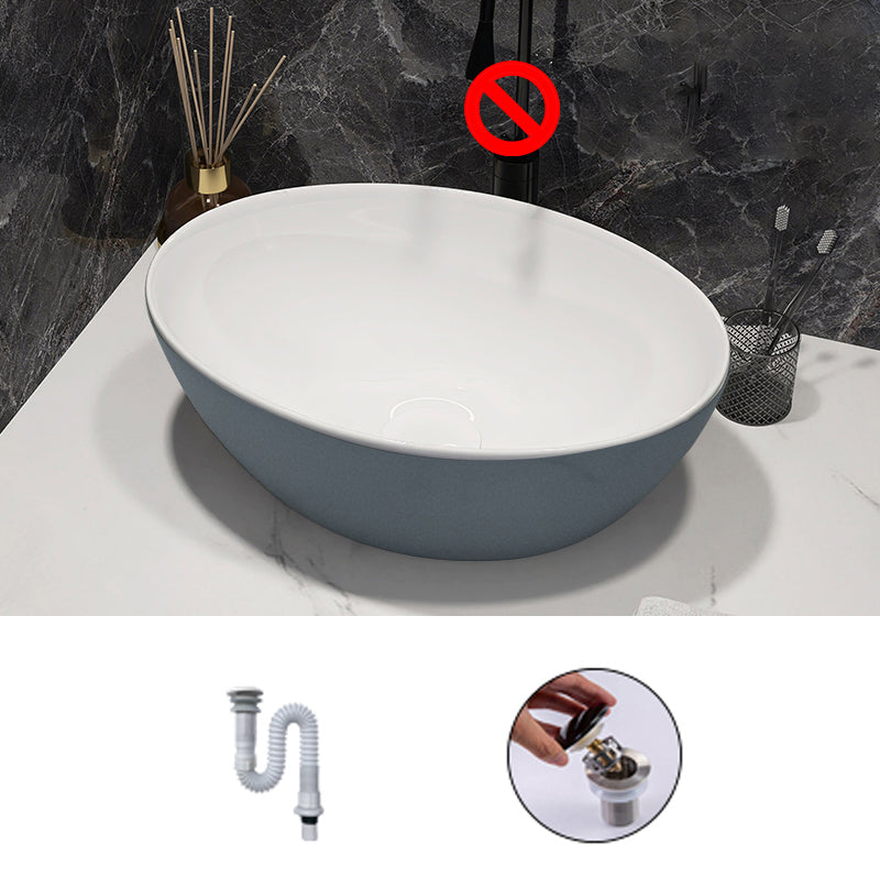 Modern Style Vessel Bathroom Sink Round Ceramic Vessel Bathroom Sink 16"L x 13"W x 6"H Sink Unavailable Clearhalo 'Bathroom Remodel & Bathroom Fixtures' 'Bathroom Sinks & Faucet Components' 'Bathroom Sinks' 'bathroom_sink' 'Home Improvement' 'home_improvement' 'home_improvement_bathroom_sink' 7205644