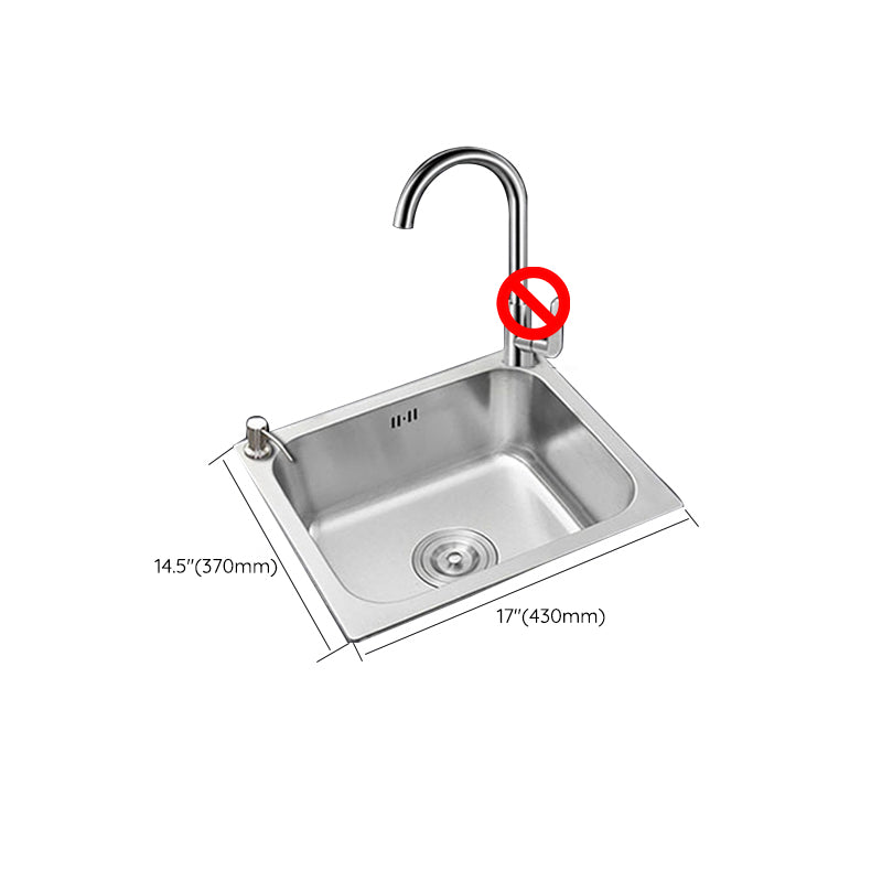 Rectangle Stainless Steel Sink Kitchen Sink with Drain Assembly(Not Including Faucet) Clearhalo 'Home Improvement' 'home_improvement' 'home_improvement_kitchen_sinks' 'Kitchen Remodel & Kitchen Fixtures' 'Kitchen Sinks & Faucet Components' 'Kitchen Sinks' 'kitchen_sinks' 7205675