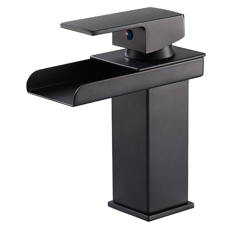 Waterfall Spout Vessel Sink Faucet Single Handle Square Faucet Clearhalo 'Accueil' 'Amélioration Domiciliaire' 'bathroom_sink_faucets' 'Ensembles de Lavabo & de Robinet de Toilette' 'home_improvement' 'home_improvement_bathroom_sink_faucets' 'Robinet de Lavabo de Salle de Bain' 'Rénovation et Équipement de Salle de Bain' 7205864