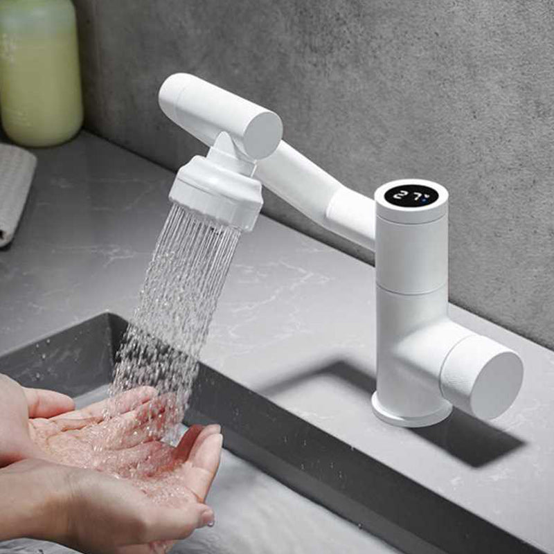 Modern Bathroom Vessel Faucet Swivel Spout Digital Display High-Arc Vessel Faucet Clearhalo 'Bathroom Remodel & Bathroom Fixtures' 'Bathroom Sink Faucets' 'Bathroom Sinks & Faucet Components' 'bathroom_sink_faucets' 'Home Improvement' 'home_improvement' 'home_improvement_bathroom_sink_faucets' 7205972