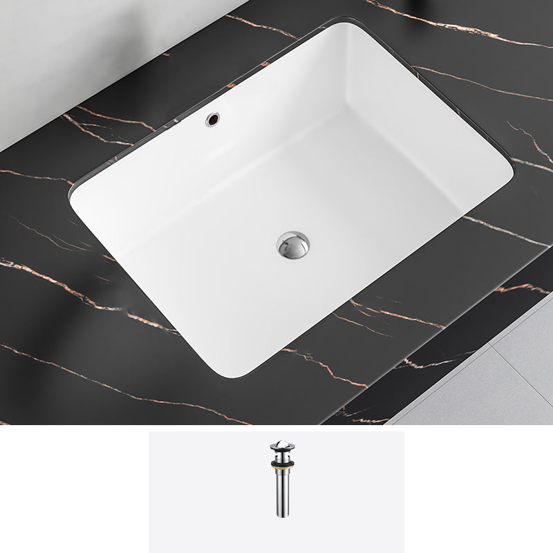 Undermount Bathroom Sink Modern Style Overflow Hole Design Ceramic Bathroom Sink Drainer Sink Rectangular Clearhalo 'Bathroom Remodel & Bathroom Fixtures' 'Bathroom Sinks & Faucet Components' 'Bathroom Sinks' 'bathroom_sink' 'Home Improvement' 'home_improvement' 'home_improvement_bathroom_sink' 7206055