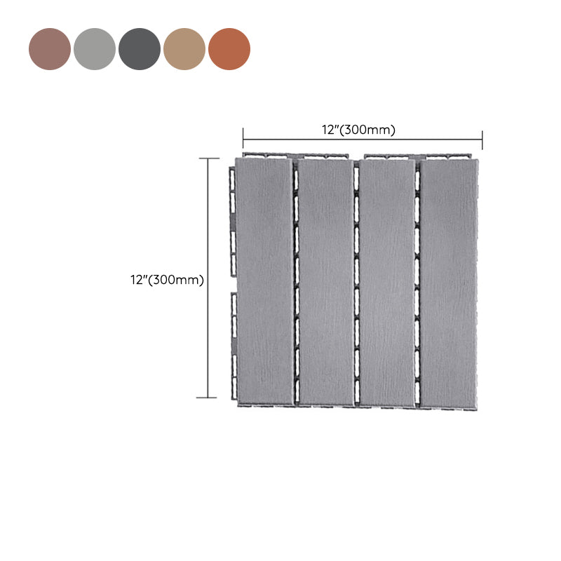 12" X 12" 4-Slat Square Deck/Patio Flooring Tiles Snap Fit Installation Floor Board Tiles Clearhalo 'Home Improvement' 'home_improvement' 'home_improvement_outdoor_deck_tiles_planks' 'Outdoor Deck Tiles & Planks' 'Outdoor Flooring & Tile' 'Outdoor Remodel' 'outdoor_deck_tiles_planks' 7206469