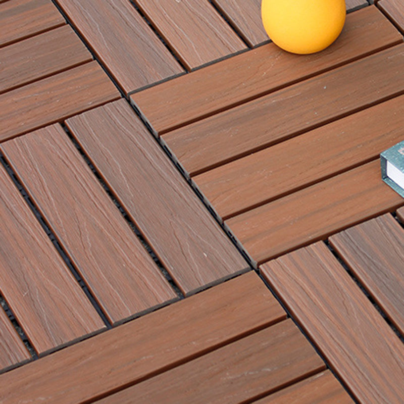 12" X 12"4-Slat Square PVC Flooring Tiles Interlocking Installation Floor Board Tiles Coffee Clearhalo 'Home Improvement' 'home_improvement' 'home_improvement_outdoor_deck_tiles_planks' 'Outdoor Deck Tiles & Planks' 'Outdoor Flooring & Tile' 'Outdoor Remodel' 'outdoor_deck_tiles_planks' 7206489