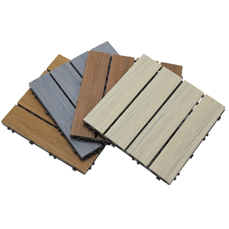 12" X 12"4-Slat Square PVC Flooring Tiles Interlocking Installation Floor Board Tiles Clearhalo 'Home Improvement' 'home_improvement' 'home_improvement_outdoor_deck_tiles_planks' 'Outdoor Deck Tiles & Planks' 'Outdoor Flooring & Tile' 'Outdoor Remodel' 'outdoor_deck_tiles_planks' 7206491