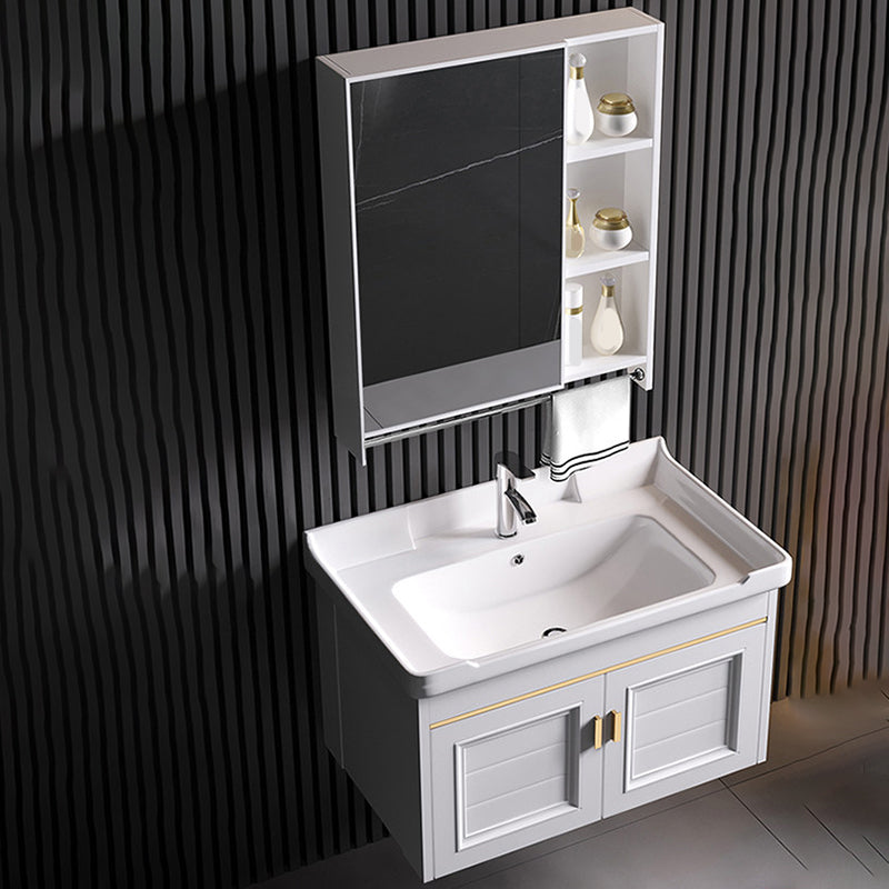 Wall Mounted Sink Vanity Contemporary Metal Bathroom Sink Vanity Clearhalo 'Bathroom Remodel & Bathroom Fixtures' 'Bathroom Vanities' 'bathroom_vanities' 'Home Improvement' 'home_improvement' 'home_improvement_bathroom_vanities' 7206727