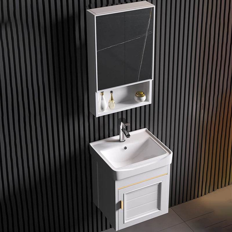 Wall Mounted Sink Vanity Contemporary Metal Bathroom Sink Vanity Clearhalo 'Bathroom Remodel & Bathroom Fixtures' 'Bathroom Vanities' 'bathroom_vanities' 'Home Improvement' 'home_improvement' 'home_improvement_bathroom_vanities' 7206730