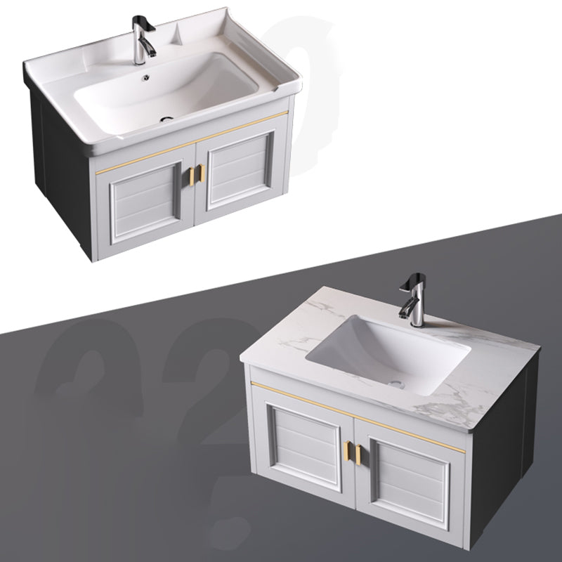 Wall Mounted Sink Vanity Contemporary Metal Bathroom Sink Vanity Clearhalo 'Bathroom Remodel & Bathroom Fixtures' 'Bathroom Vanities' 'bathroom_vanities' 'Home Improvement' 'home_improvement' 'home_improvement_bathroom_vanities' 7206738