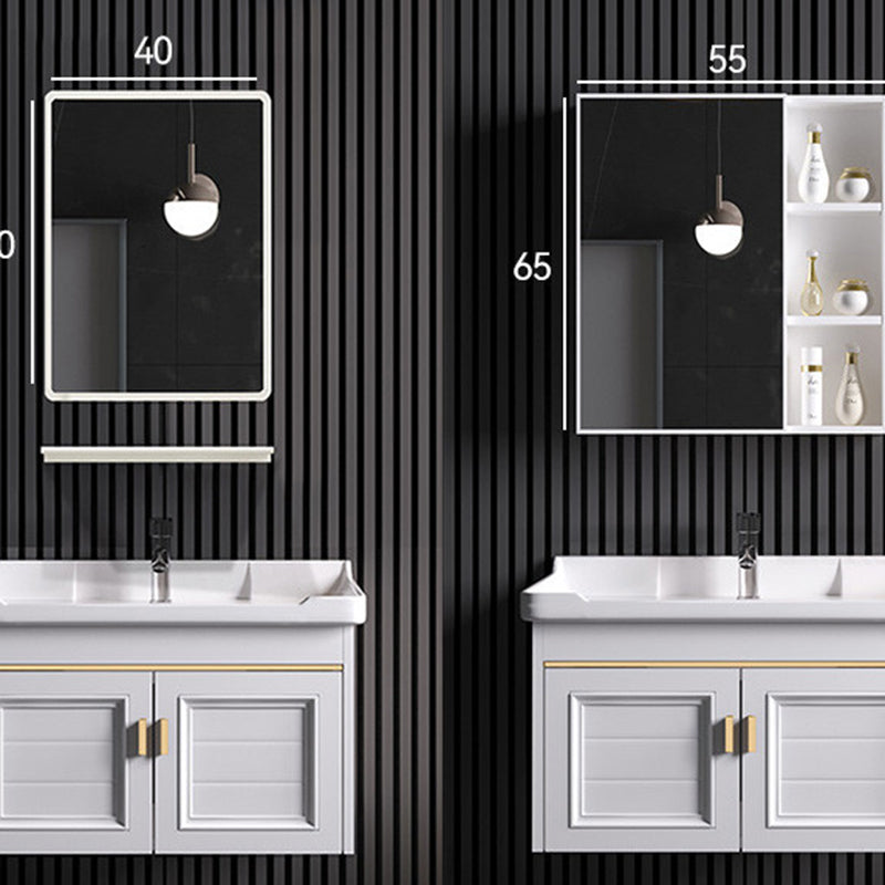 Wall Mounted Sink Vanity Contemporary Metal Bathroom Sink Vanity Clearhalo 'Bathroom Remodel & Bathroom Fixtures' 'Bathroom Vanities' 'bathroom_vanities' 'Home Improvement' 'home_improvement' 'home_improvement_bathroom_vanities' 7206741
