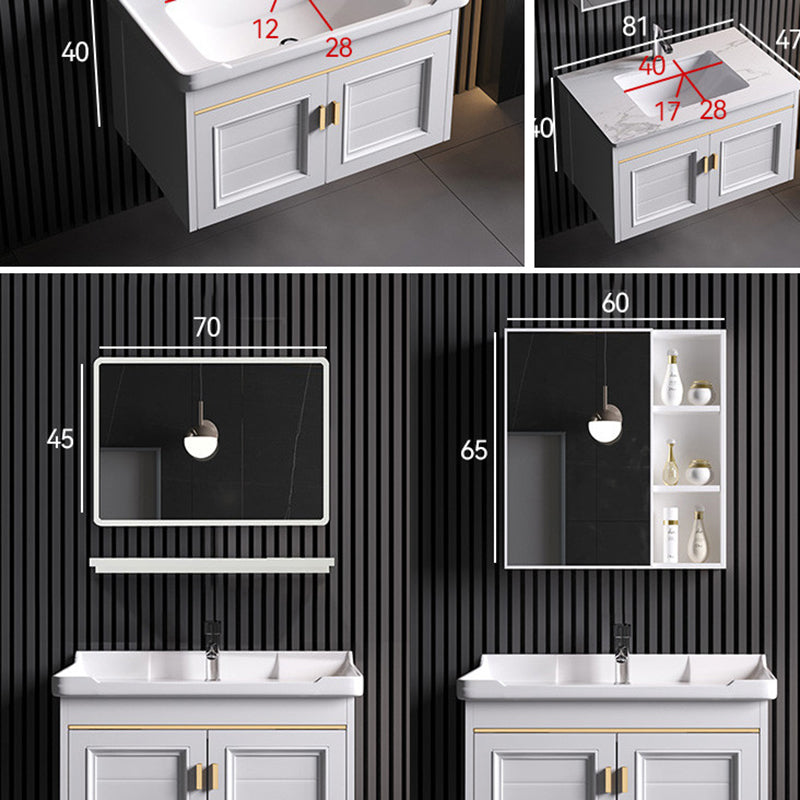 Wall Mounted Sink Vanity Contemporary Metal Bathroom Sink Vanity Clearhalo 'Bathroom Remodel & Bathroom Fixtures' 'Bathroom Vanities' 'bathroom_vanities' 'Home Improvement' 'home_improvement' 'home_improvement_bathroom_vanities' 7206746