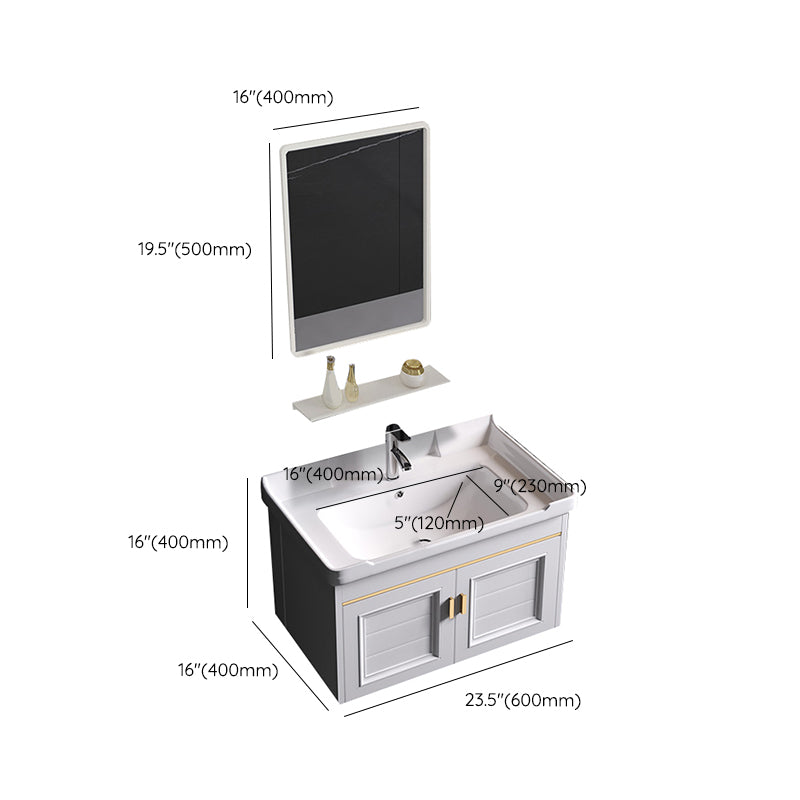 Wall Mounted Sink Vanity Contemporary Metal Bathroom Sink Vanity Clearhalo 'Bathroom Remodel & Bathroom Fixtures' 'Bathroom Vanities' 'bathroom_vanities' 'Home Improvement' 'home_improvement' 'home_improvement_bathroom_vanities' 7206755