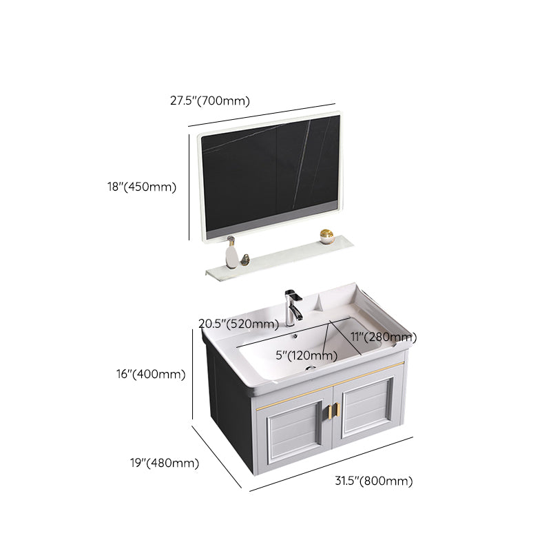 Wall Mounted Sink Vanity Contemporary Metal Bathroom Sink Vanity Clearhalo 'Bathroom Remodel & Bathroom Fixtures' 'Bathroom Vanities' 'bathroom_vanities' 'Home Improvement' 'home_improvement' 'home_improvement_bathroom_vanities' 7206758