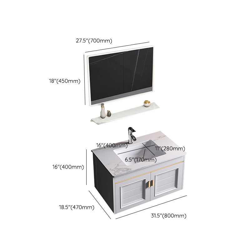 Wall Mounted Sink Vanity Contemporary Metal Bathroom Sink Vanity Clearhalo 'Bathroom Remodel & Bathroom Fixtures' 'Bathroom Vanities' 'bathroom_vanities' 'Home Improvement' 'home_improvement' 'home_improvement_bathroom_vanities' 7206759