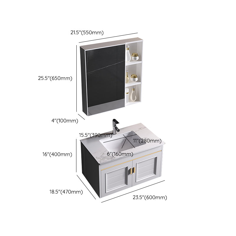 Wall Mounted Sink Vanity Contemporary Metal Bathroom Sink Vanity Clearhalo 'Bathroom Remodel & Bathroom Fixtures' 'Bathroom Vanities' 'bathroom_vanities' 'Home Improvement' 'home_improvement' 'home_improvement_bathroom_vanities' 7206763