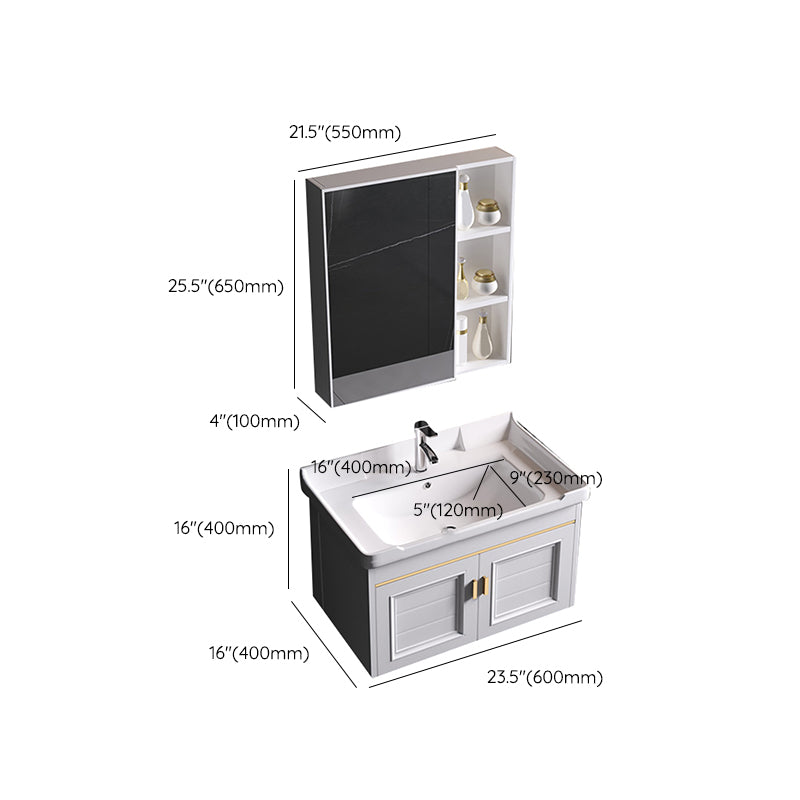 Wall Mounted Sink Vanity Contemporary Metal Bathroom Sink Vanity Clearhalo 'Bathroom Remodel & Bathroom Fixtures' 'Bathroom Vanities' 'bathroom_vanities' 'Home Improvement' 'home_improvement' 'home_improvement_bathroom_vanities' 7206764