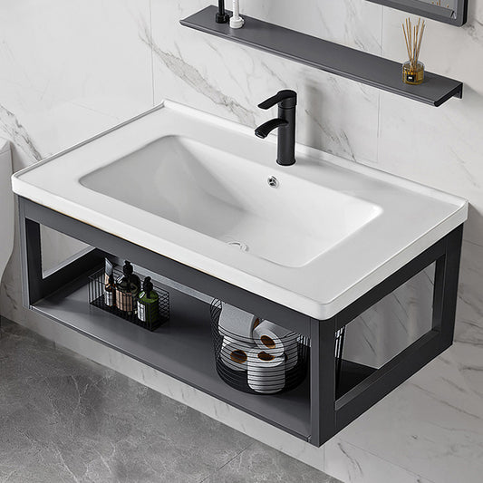 Bathroom Sink Vanity Rectangular Sink Storage Shelf Sink Vanity Clearhalo 'Bathroom Remodel & Bathroom Fixtures' 'Bathroom Vanities' 'bathroom_vanities' 'Home Improvement' 'home_improvement' 'home_improvement_bathroom_vanities' 7206775