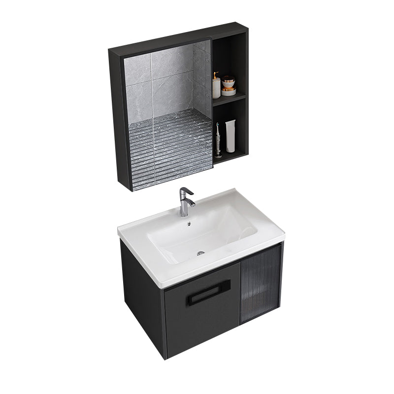 Sink Vanity Wall Mounted Rectangular Drawers Ceramic Sink Vanity Set Vanity & Faucet & Mirror Cabinet Ceramic Clearhalo 'Bathroom Remodel & Bathroom Fixtures' 'Bathroom Vanities' 'bathroom_vanities' 'Home Improvement' 'home_improvement' 'home_improvement_bathroom_vanities' 7206872