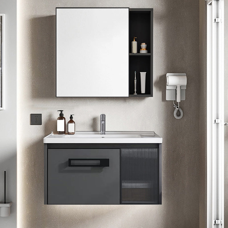 Sink Vanity Wall Mounted Rectangular Drawers Ceramic Sink Vanity Set Clearhalo 'Bathroom Remodel & Bathroom Fixtures' 'Bathroom Vanities' 'bathroom_vanities' 'Home Improvement' 'home_improvement' 'home_improvement_bathroom_vanities' 7206876