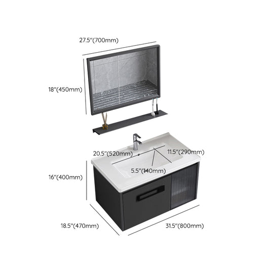 Sink Vanity Wall Mounted Rectangular Drawers Ceramic Sink Vanity Set Clearhalo 'Bathroom Remodel & Bathroom Fixtures' 'Bathroom Vanities' 'bathroom_vanities' 'Home Improvement' 'home_improvement' 'home_improvement_bathroom_vanities' 7206892