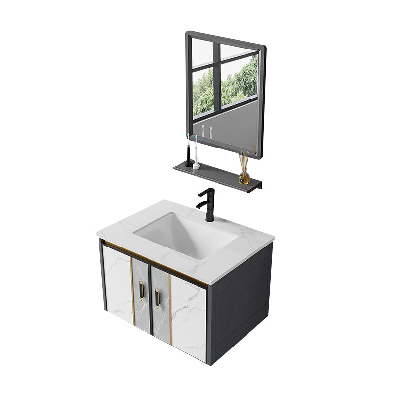 Vanity Set Wall Mounted Drawers Rectangular Ceramic Sink Vanity Set with Faucet Mirror Vanity & Faucet & Mirrors Stone Clearhalo 'Bathroom Remodel & Bathroom Fixtures' 'Bathroom Vanities' 'bathroom_vanities' 'Home Improvement' 'home_improvement' 'home_improvement_bathroom_vanities' 7206912