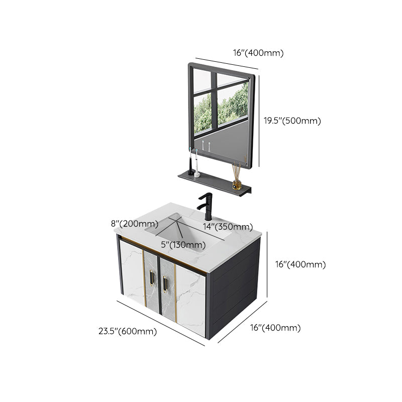 Vanity Set Wall Mounted Drawers Rectangular Ceramic Sink Vanity Set with Faucet Mirror Clearhalo 'Bathroom Remodel & Bathroom Fixtures' 'Bathroom Vanities' 'bathroom_vanities' 'Home Improvement' 'home_improvement' 'home_improvement_bathroom_vanities' 7206919