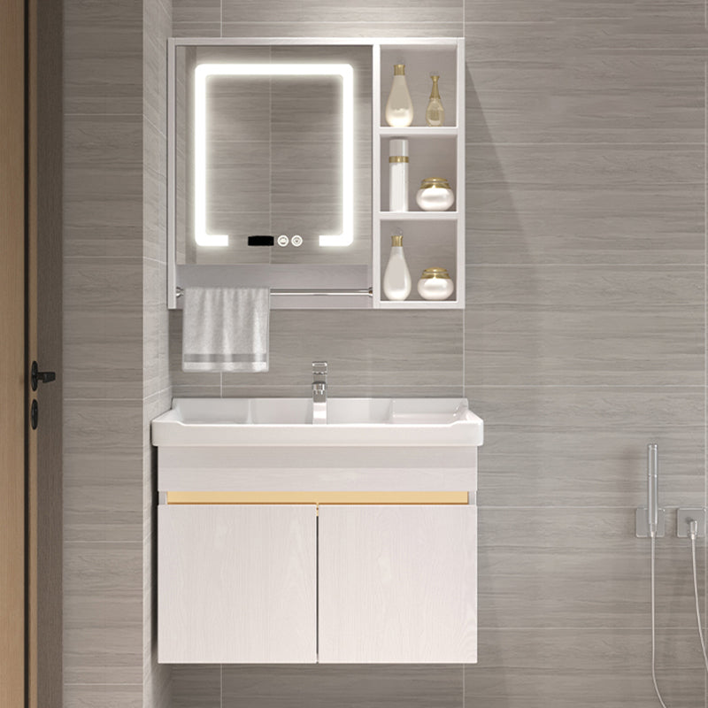 Glam Bathroom Vanity Ceramic Top with Soft Close Door Wall Mount Space Saver Vanity Clearhalo 'Bathroom Remodel & Bathroom Fixtures' 'Bathroom Vanities' 'bathroom_vanities' 'Home Improvement' 'home_improvement' 'home_improvement_bathroom_vanities' 7206938