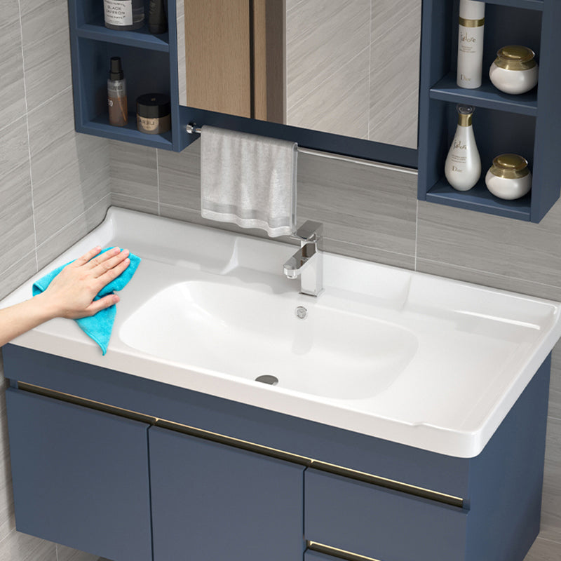 Glam Bathroom Vanity Ceramic Top with Soft Close Door Wall Mount Space Saver Vanity Clearhalo 'Bathroom Remodel & Bathroom Fixtures' 'Bathroom Vanities' 'bathroom_vanities' 'Home Improvement' 'home_improvement' 'home_improvement_bathroom_vanities' 7206943