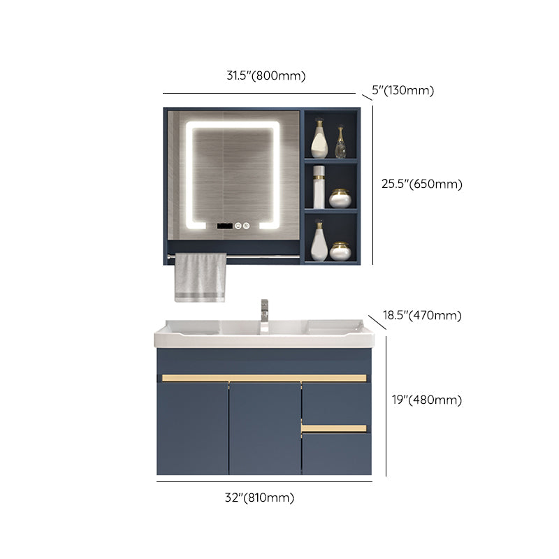 Glam Bathroom Vanity Ceramic Top with Soft Close Door Wall Mount Space Saver Vanity Clearhalo 'Bathroom Remodel & Bathroom Fixtures' 'Bathroom Vanities' 'bathroom_vanities' 'Home Improvement' 'home_improvement' 'home_improvement_bathroom_vanities' 7206968
