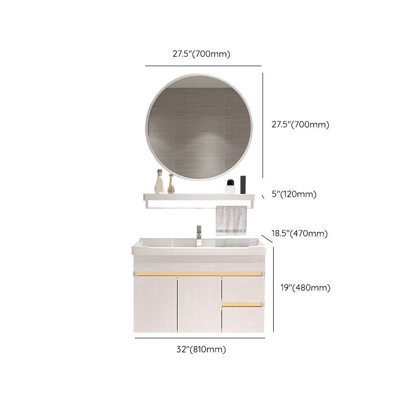 Glam Bathroom Vanity Ceramic Top with Soft Close Door Wall Mount Space Saver Vanity Clearhalo 'Bathroom Remodel & Bathroom Fixtures' 'Bathroom Vanities' 'bathroom_vanities' 'Home Improvement' 'home_improvement' 'home_improvement_bathroom_vanities' 7206978