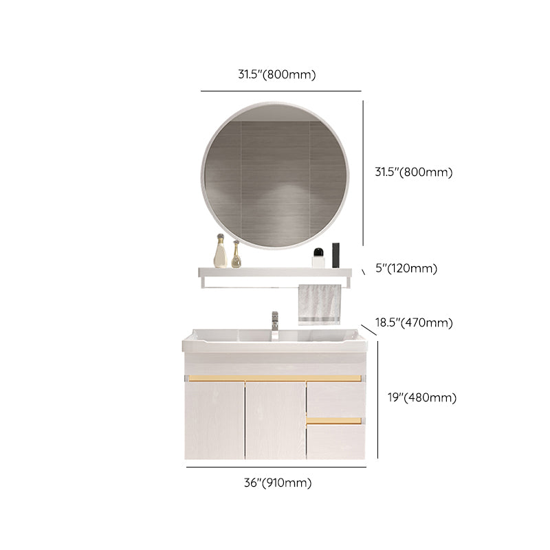 Glam Bathroom Vanity Ceramic Top with Soft Close Door Wall Mount Space Saver Vanity Clearhalo 'Bathroom Remodel & Bathroom Fixtures' 'Bathroom Vanities' 'bathroom_vanities' 'Home Improvement' 'home_improvement' 'home_improvement_bathroom_vanities' 7206979