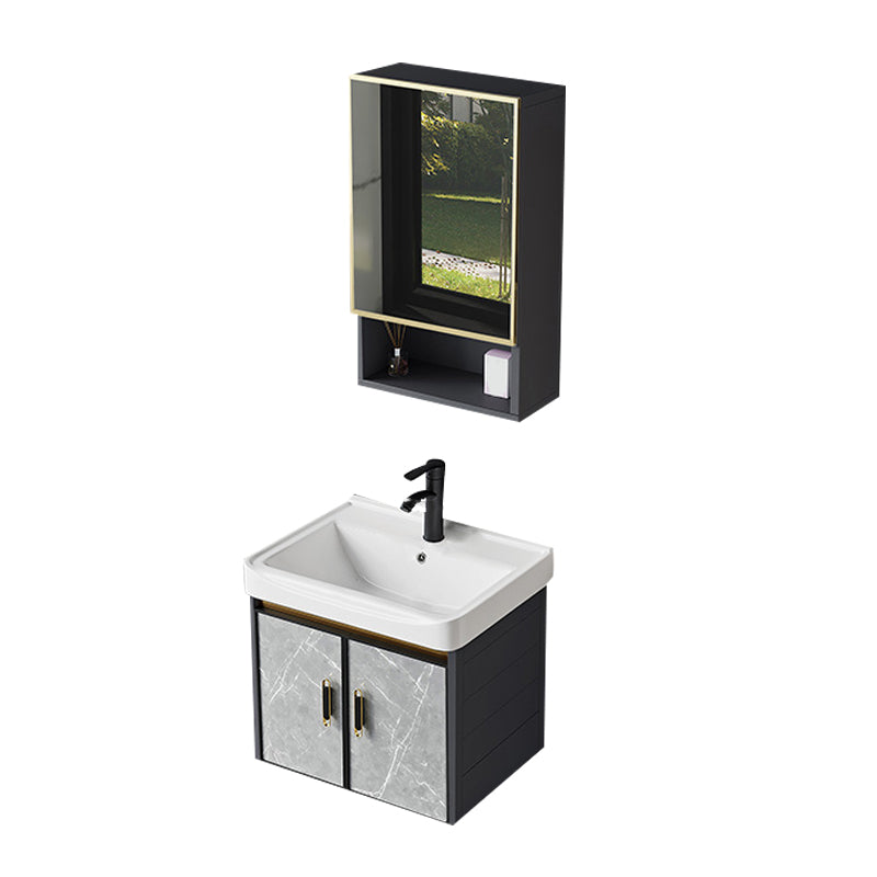 Modern Sink Vanity Set Wall Mounted Drawers Ceramic Sink Set Vanity & Faucet & Mirror Cabinet Ceramic Clearhalo 'Bathroom Remodel & Bathroom Fixtures' 'Bathroom Vanities' 'bathroom_vanities' 'Home Improvement' 'home_improvement' 'home_improvement_bathroom_vanities' 7206985