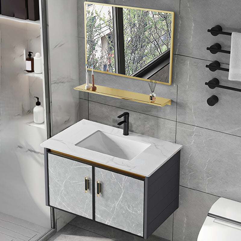 Modern Sink Vanity Set Wall Mounted Drawers Ceramic Sink Set Clearhalo 'Bathroom Remodel & Bathroom Fixtures' 'Bathroom Vanities' 'bathroom_vanities' 'Home Improvement' 'home_improvement' 'home_improvement_bathroom_vanities' 7206986