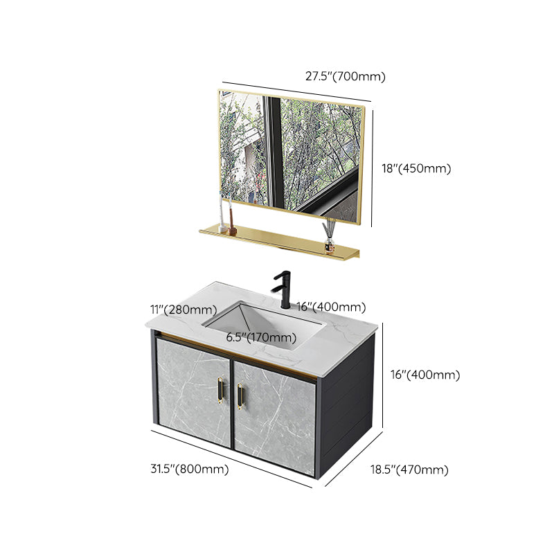 Modern Sink Vanity Set Wall Mounted Drawers Ceramic Sink Set Clearhalo 'Bathroom Remodel & Bathroom Fixtures' 'Bathroom Vanities' 'bathroom_vanities' 'Home Improvement' 'home_improvement' 'home_improvement_bathroom_vanities' 7207011