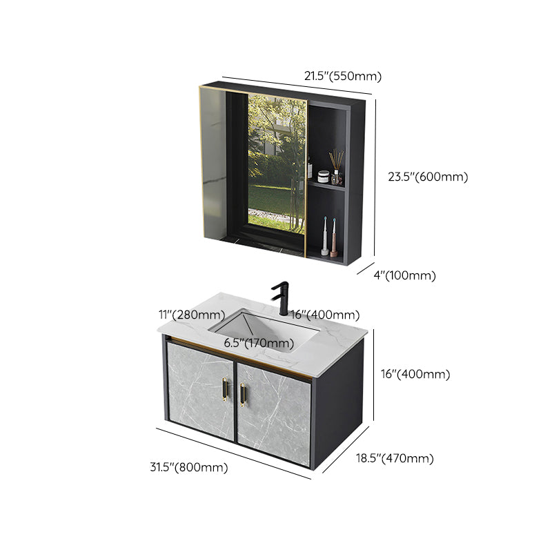 Modern Sink Vanity Set Wall Mounted Drawers Ceramic Sink Set Clearhalo 'Bathroom Remodel & Bathroom Fixtures' 'Bathroom Vanities' 'bathroom_vanities' 'Home Improvement' 'home_improvement' 'home_improvement_bathroom_vanities' 7207020