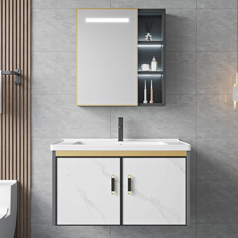 Modern Style Bath Vanity Dirt Resistant Wall Mount Bath Vanity with Faucet Clearhalo 'Bathroom Remodel & Bathroom Fixtures' 'Bathroom Vanities' 'bathroom_vanities' 'Home Improvement' 'home_improvement' 'home_improvement_bathroom_vanities' 7207027