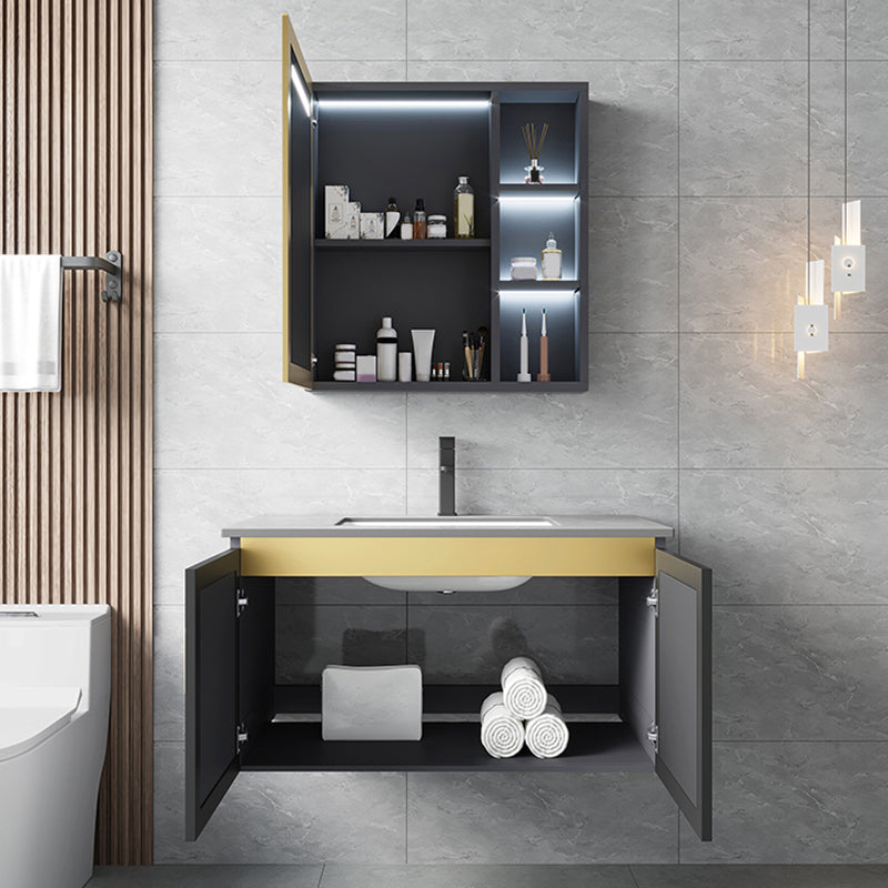 Modern Style Bath Vanity Dirt Resistant Wall Mount Bath Vanity with Faucet Clearhalo 'Bathroom Remodel & Bathroom Fixtures' 'Bathroom Vanities' 'bathroom_vanities' 'Home Improvement' 'home_improvement' 'home_improvement_bathroom_vanities' 7207029