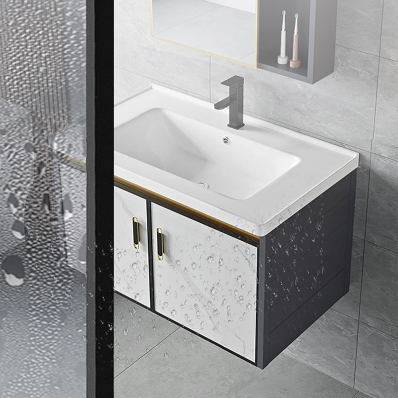 Modern Style Bath Vanity Dirt Resistant Wall Mount Bath Vanity with Faucet Clearhalo 'Bathroom Remodel & Bathroom Fixtures' 'Bathroom Vanities' 'bathroom_vanities' 'Home Improvement' 'home_improvement' 'home_improvement_bathroom_vanities' 7207030