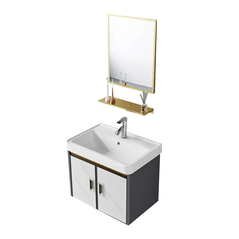 Modern Style Bath Vanity Dirt Resistant Wall Mount Bath Vanity with Faucet Vanity & Faucet & Mirrors 20"L x 14"W x 16"H Ceramic Clearhalo 'Bathroom Remodel & Bathroom Fixtures' 'Bathroom Vanities' 'bathroom_vanities' 'Home Improvement' 'home_improvement' 'home_improvement_bathroom_vanities' 7207031