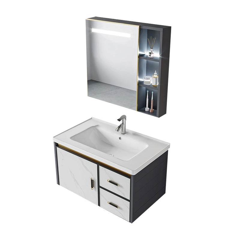Modern Style Bath Vanity Dirt Resistant Wall Mount Bath Vanity with Faucet Clearhalo 'Bathroom Remodel & Bathroom Fixtures' 'Bathroom Vanities' 'bathroom_vanities' 'Home Improvement' 'home_improvement' 'home_improvement_bathroom_vanities' 7207032
