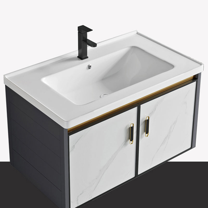 Modern Style Bath Vanity Dirt Resistant Wall Mount Bath Vanity with Faucet Clearhalo 'Bathroom Remodel & Bathroom Fixtures' 'Bathroom Vanities' 'bathroom_vanities' 'Home Improvement' 'home_improvement' 'home_improvement_bathroom_vanities' 7207034