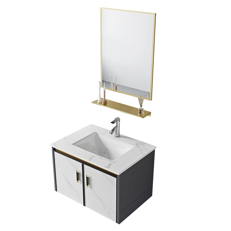 Modern Style Bath Vanity Dirt Resistant Wall Mount Bath Vanity with Faucet Vanity & Faucet & Mirrors Slate Clearhalo 'Bathroom Remodel & Bathroom Fixtures' 'Bathroom Vanities' 'bathroom_vanities' 'Home Improvement' 'home_improvement' 'home_improvement_bathroom_vanities' 7207035