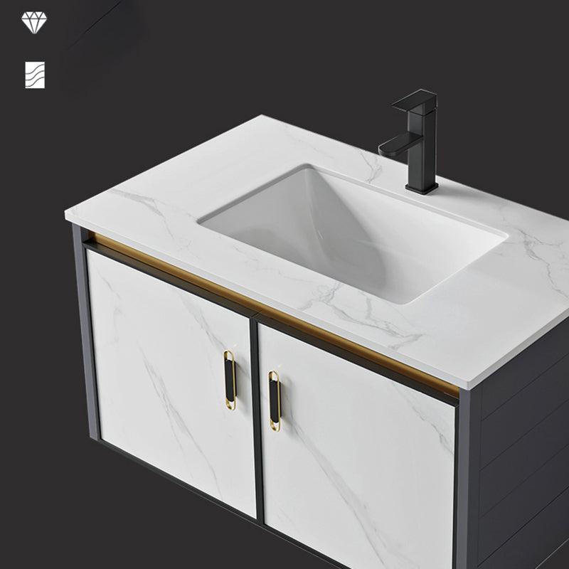 Modern Style Bath Vanity Dirt Resistant Wall Mount Bath Vanity with Faucet Clearhalo 'Bathroom Remodel & Bathroom Fixtures' 'Bathroom Vanities' 'bathroom_vanities' 'Home Improvement' 'home_improvement' 'home_improvement_bathroom_vanities' 7207038