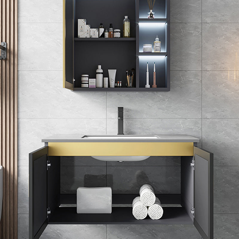 Modern Style Bath Vanity Dirt Resistant Wall Mount Bath Vanity with Faucet Clearhalo 'Bathroom Remodel & Bathroom Fixtures' 'Bathroom Vanities' 'bathroom_vanities' 'Home Improvement' 'home_improvement' 'home_improvement_bathroom_vanities' 7207040
