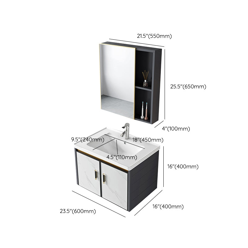 Modern Style Bath Vanity Dirt Resistant Wall Mount Bath Vanity with Faucet Clearhalo 'Bathroom Remodel & Bathroom Fixtures' 'Bathroom Vanities' 'bathroom_vanities' 'Home Improvement' 'home_improvement' 'home_improvement_bathroom_vanities' 7207052
