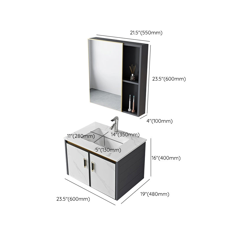 Modern Style Bath Vanity Dirt Resistant Wall Mount Bath Vanity with Faucet Clearhalo 'Bathroom Remodel & Bathroom Fixtures' 'Bathroom Vanities' 'bathroom_vanities' 'Home Improvement' 'home_improvement' 'home_improvement_bathroom_vanities' 7207054